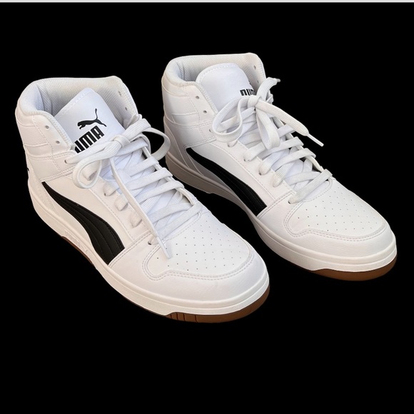 PUMA MENS REBOUND MID SNEAKER - WHITE / SIZE 12 - Picture 2 of 9